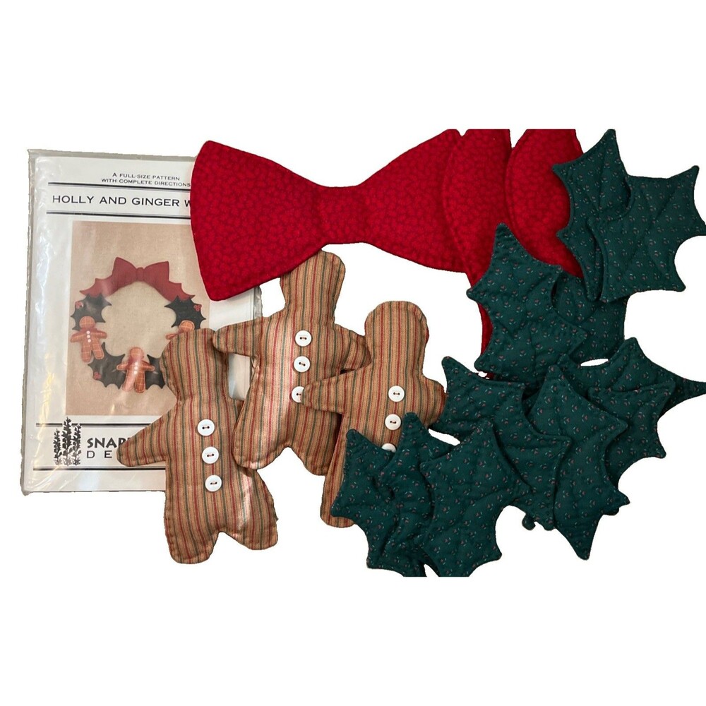 Holly & Gingerbread Wreath By Snapdragon Designs Craft Full Size Pattern To Sew